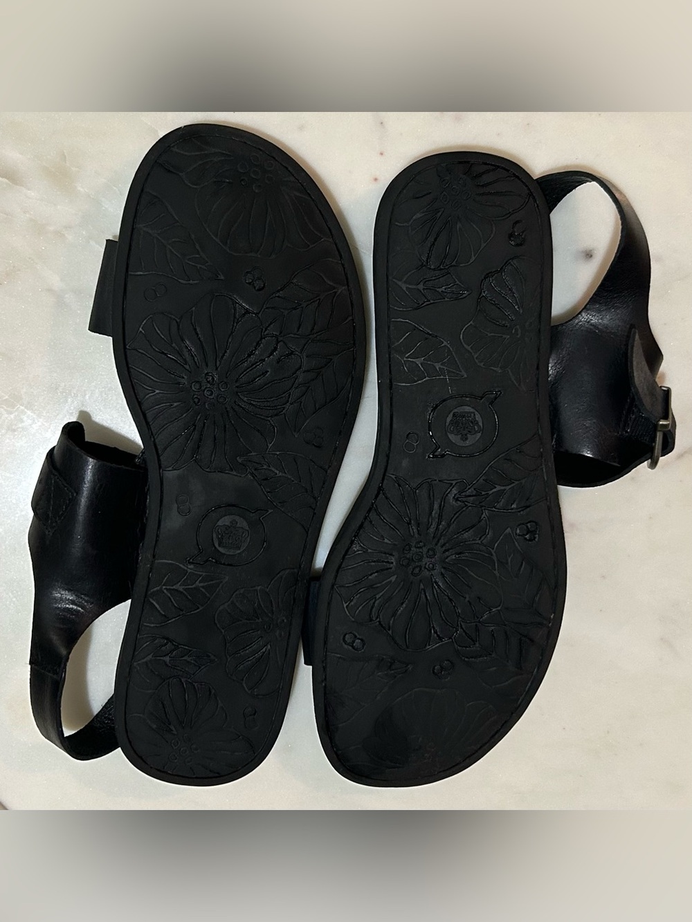Born Selway Black Leather Comfort Footbed Sandals Opanka Buckle Women’s Size 10 - Picture 6 of 6